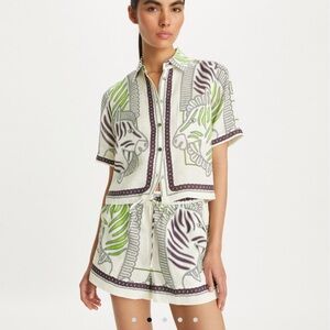 Tory Burch Zebra Print Shirt and Shorts Set
